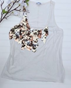 Express Tops - Express Cream Sequined Tank Express Tops - Express Cream Sequined Tank